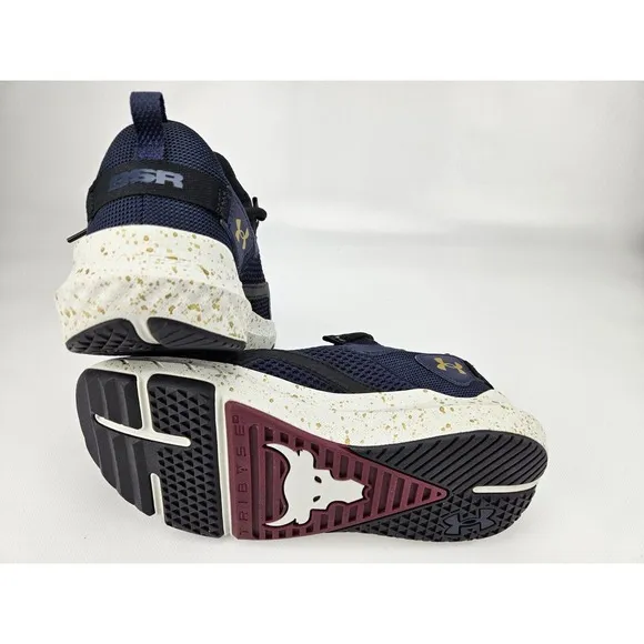 UA Project Rock BSR 3 Training Shoes 3026767-400 Blue/Black/Gold NEW Youth 7