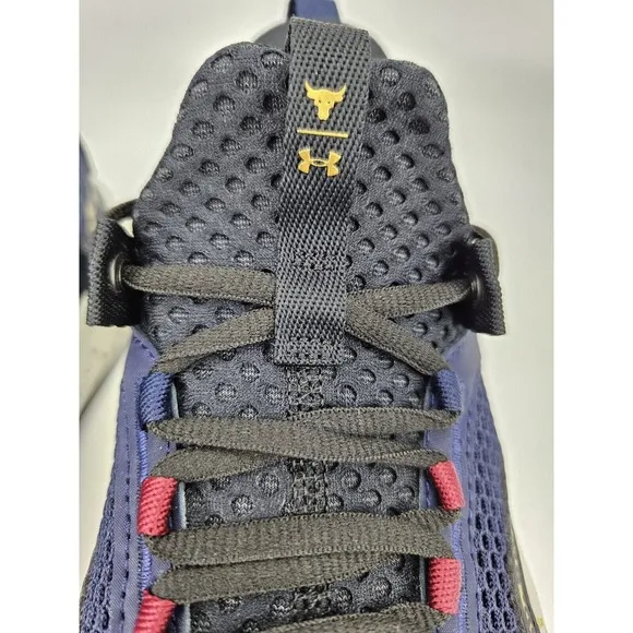 UA Project Rock BSR 3 Training Shoes 3026767-400 Blue/Black/Gold NEW Youth 7