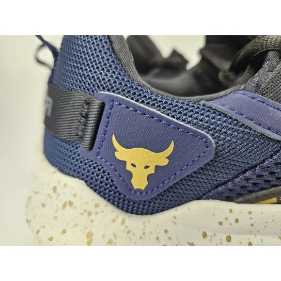 UA Project Rock BSR 3 Training Shoes 3026767-400 Blue/Black/Gold NEW Youth 7