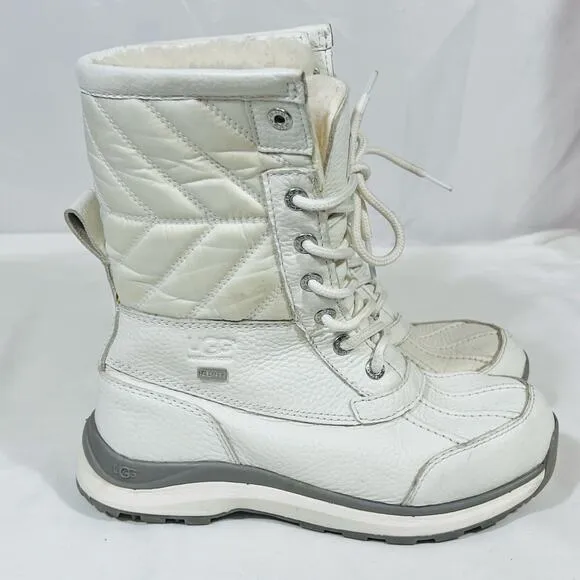 UGG Australia Adirondack III White Boots Women 6 Sherpa Fluff Waterproof Used