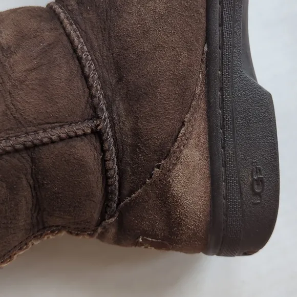 UGG Australia Braided Sheepskin Leather Suede Tall Boots 7 Brown