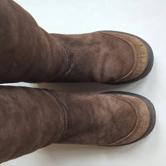UGG Australia Braided Sheepskin Leather Suede Tall Boots 7 Brown