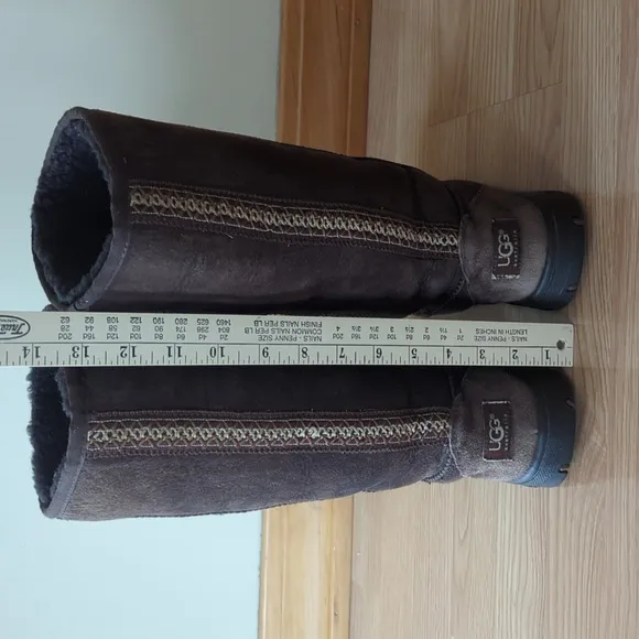 UGG Australia Braided Sheepskin Leather Suede Tall Boots 7 Brown