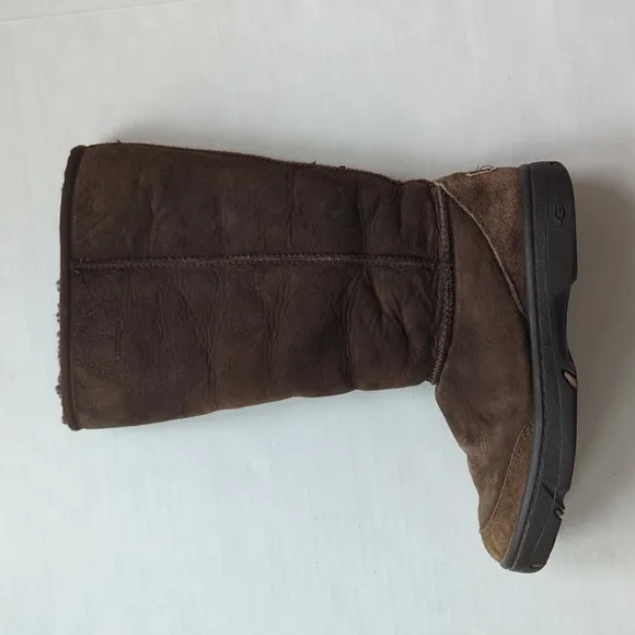 UGG Australia Braided Sheepskin Leather Suede Tall Boots 7 Brown