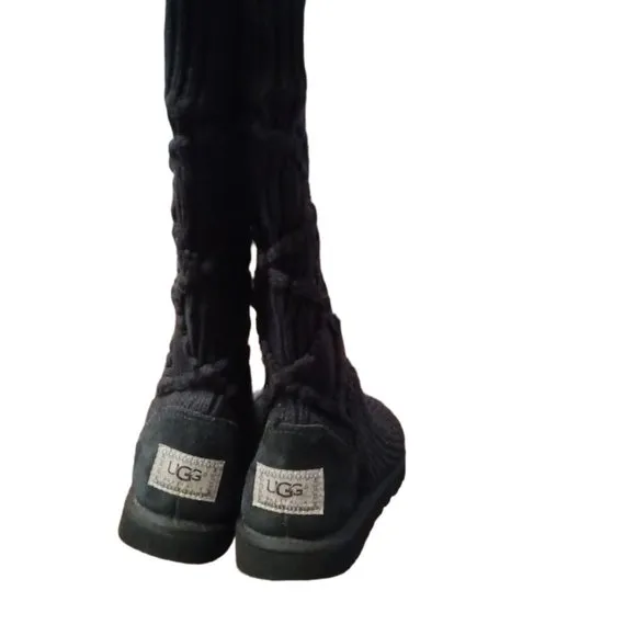 UGG Australia | Classic Argyle Sweater Knit | Tall Black Boots | Women | Size: 7