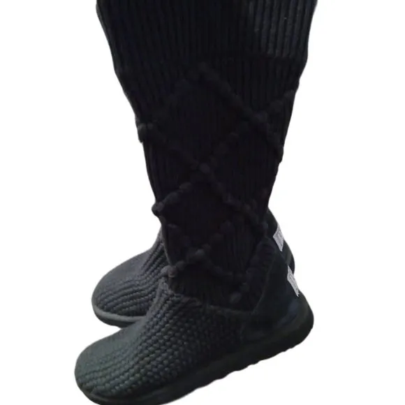 UGG Australia | Classic Argyle Sweater Knit | Tall Black Boots | Women | Size: 7