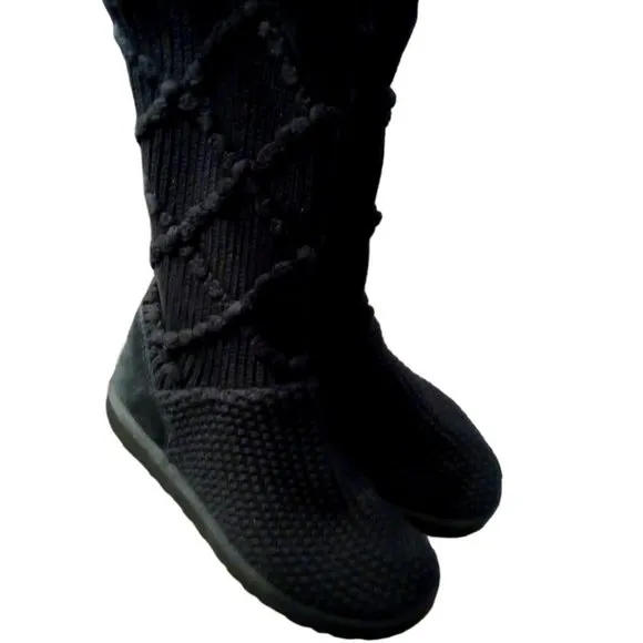 UGG Australia | Classic Argyle Sweater Knit | Tall Black Boots | Women | Size: 7