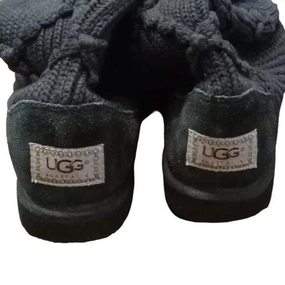 UGG Australia | Classic Argyle Sweater Knit | Tall Black Boots | Women | Size: 7