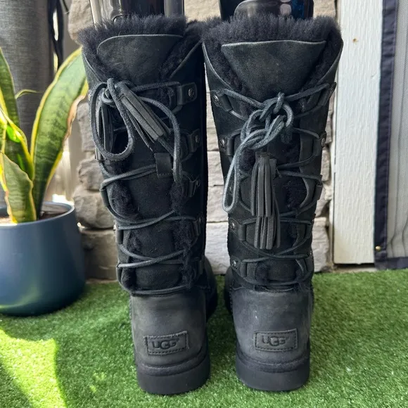 UGG Australia Kristabell Black Lace Up Shearling Women’s Winter Boots