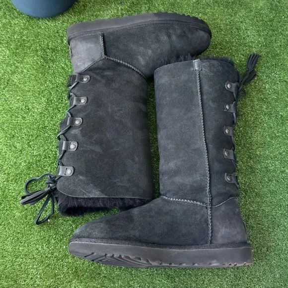 UGG Australia Kristabell Black Lace Up Shearling Women’s Winter Boots