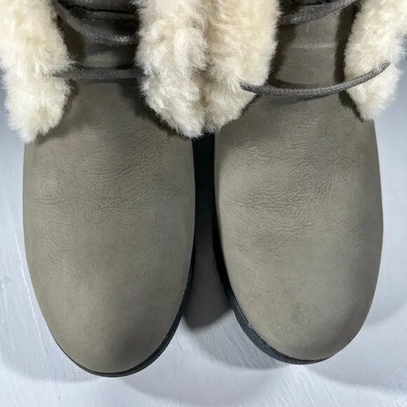 UGG Australia Womens Size 6.5 Waterproof Boots Gray Suede Wedge Platform WP 2&quot;
