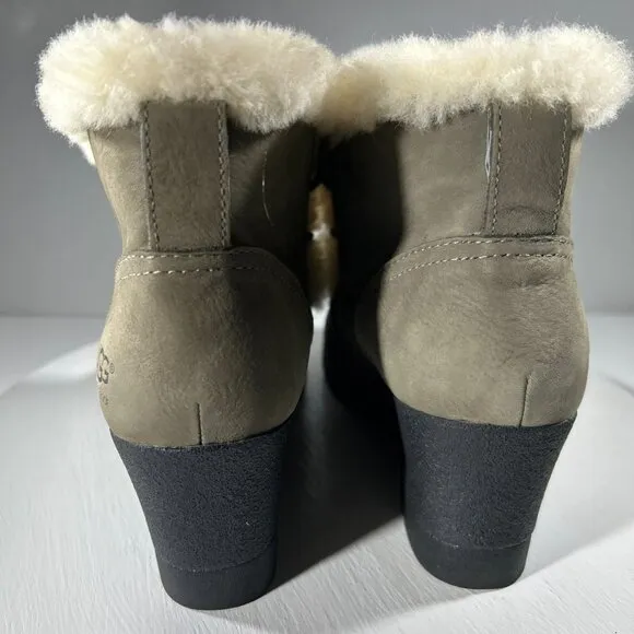 UGG Australia Womens Size 6.5 Waterproof Boots Gray Suede Wedge Platform WP 2&quot;