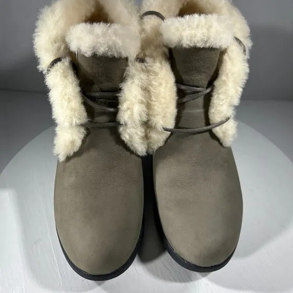 UGG Australia Womens Size 6.5 Waterproof Boots Gray Suede Wedge Platform WP 2&quot;