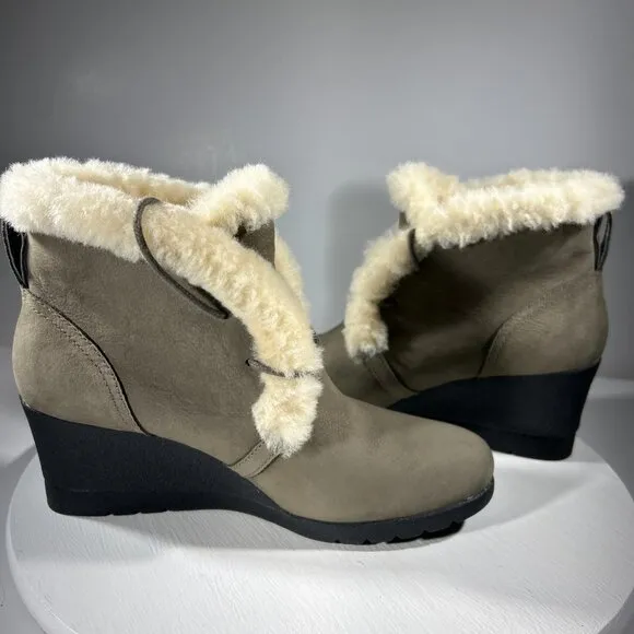 UGG Australia Womens Size 6.5 Waterproof Boots Gray Suede Wedge Platform WP 2&quot;