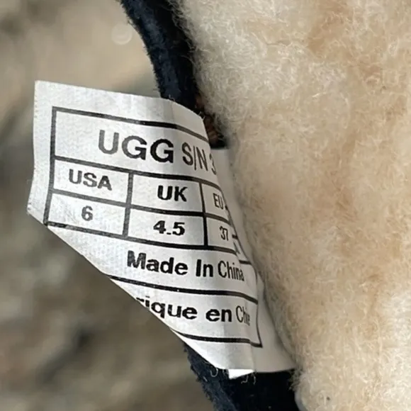Ugg AVONDALE Black Suede Studded Shearling Boots size 6