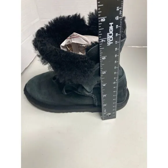 UGG Bailey Girls, Black Boots, Sz 3, Bow on side