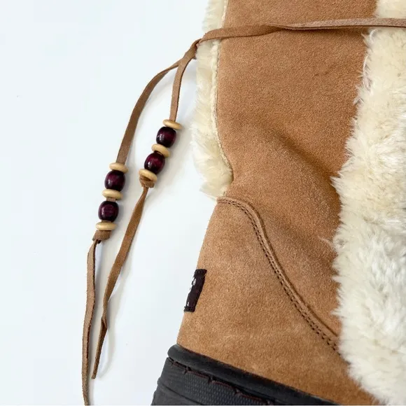 UGG boots Chesnut Ugg boots with beads Size 6 Winter boots Sheep Skin and Wool