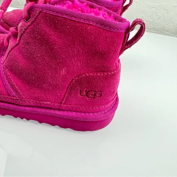 Ugg Boots Neumel ll Ankle Booties Sherpa Lined Lace Tie Up Pull On‎ Knit Pink