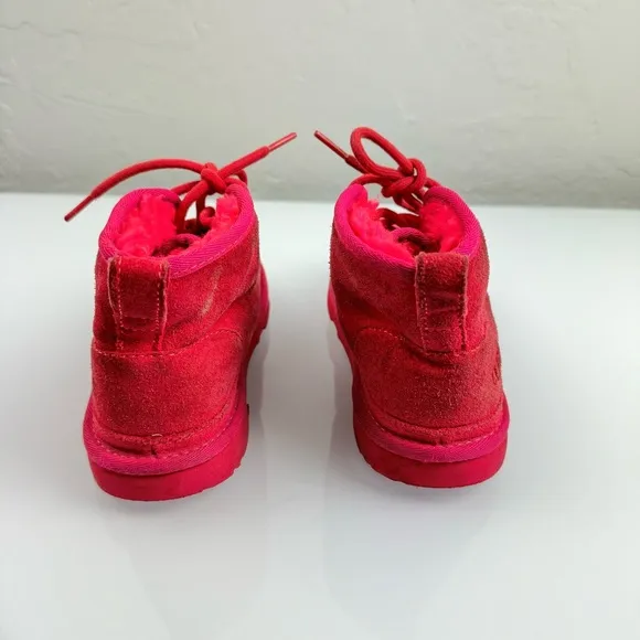 Ugg Boots Neumel ll Ankle Booties Sherpa Lined Lace Tie Up Pull On‎ Knit Pink