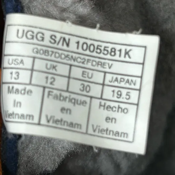UGG Butte II Boots Girls 13 Blue Pure Wool Lined Waterproof