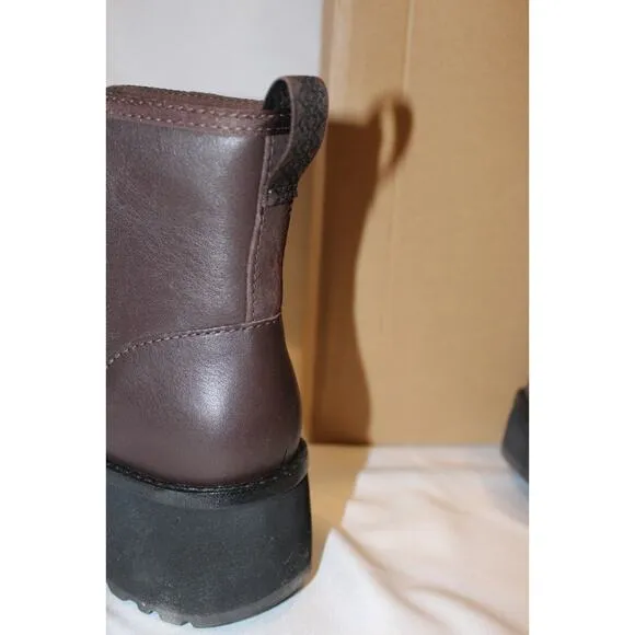 UGG CITYFUNC ZIP BURNT CEDAR LEATHER WATERPROOF ZIP WOMEN'S BOOTS US 7 BROWN
