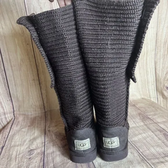 UGG Classic Cardy Women's Size 7 Brown Wool Knit 3 Button Boot 2 Ways To Wear