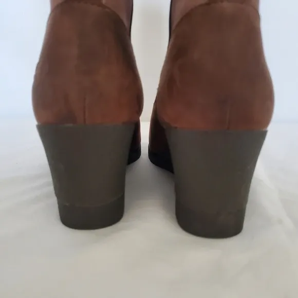 UGG 'CORALINE' BOOTS WATERPROOF NUBUCK LEATHER WEDGE HEEL BROWN WOMENS (8.5)