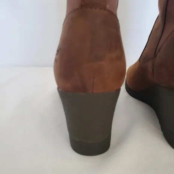 UGG 'CORALINE' BOOTS WATERPROOF NUBUCK LEATHER WEDGE HEEL BROWN WOMENS (8.5)