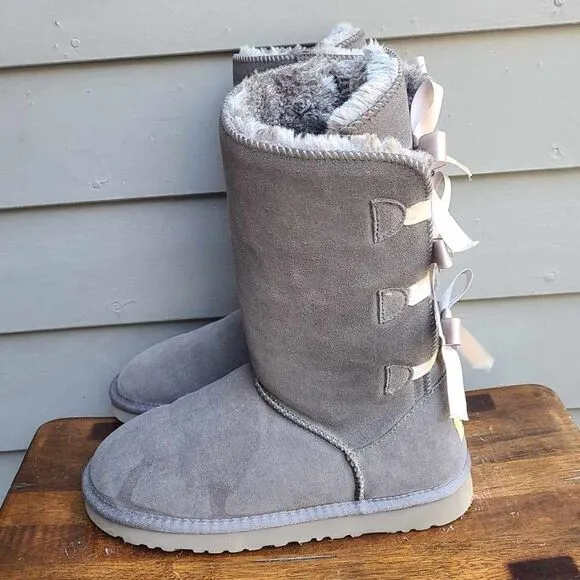 UGG Gray Suede Cream Shearling Bailey Boots Size 9