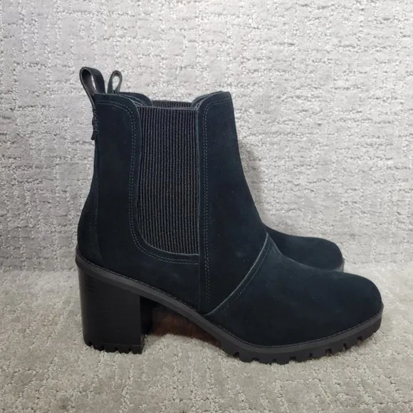 Ugg Hazel Womens Size 11 Black Suede Waterproof Block Heel Chelsea Boots NEW