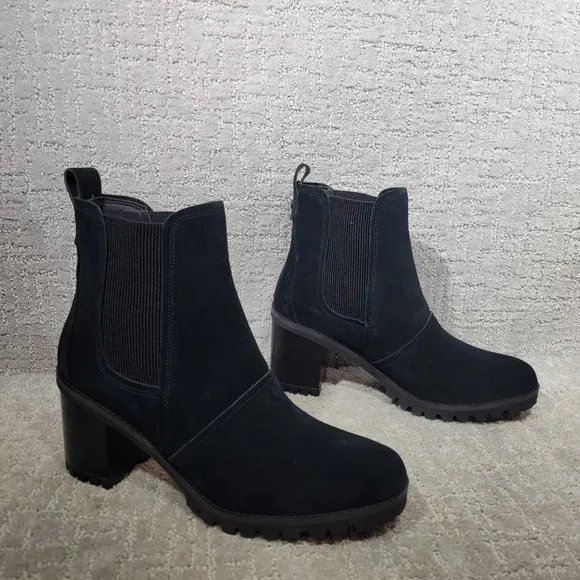 Ugg Hazel Womens Size 11 Black Suede Waterproof Block Heel Chelsea Boots NEW