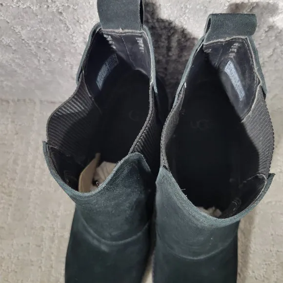 Ugg Hazel Womens Size 11 Black Suede Waterproof Block Heel Chelsea Boots NEW