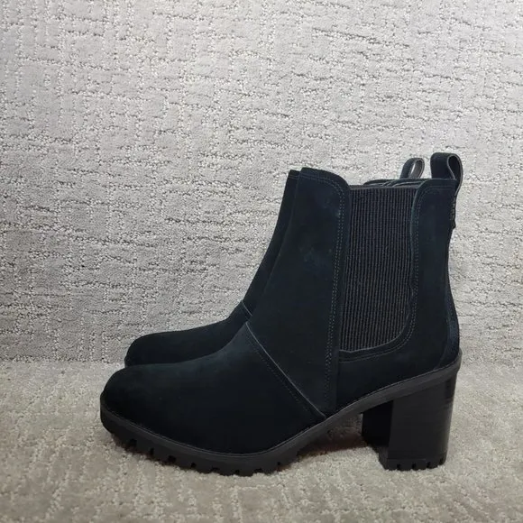 Ugg Hazel Womens Size 11 Black Suede Waterproof Block Heel Chelsea Boots NEW