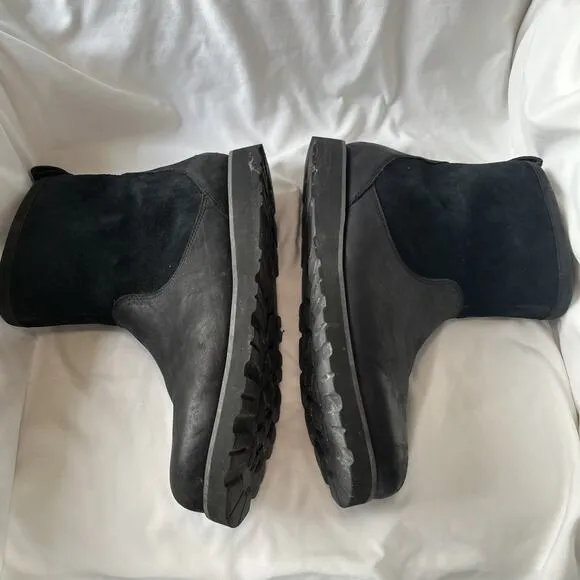 UGG Hendren Boots Mens Black Leather Shearling Insulated Side Zip Size US 13