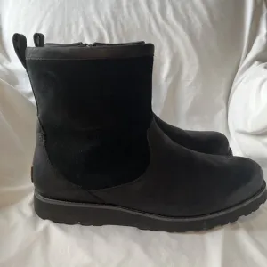 UGG Hendren Boots Mens Black Leather Shearling Insulated Side Zip Size US 13
