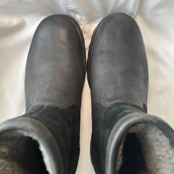 UGG Hendren Boots Mens Black Leather Shearling Insulated Side Zip Size US 13