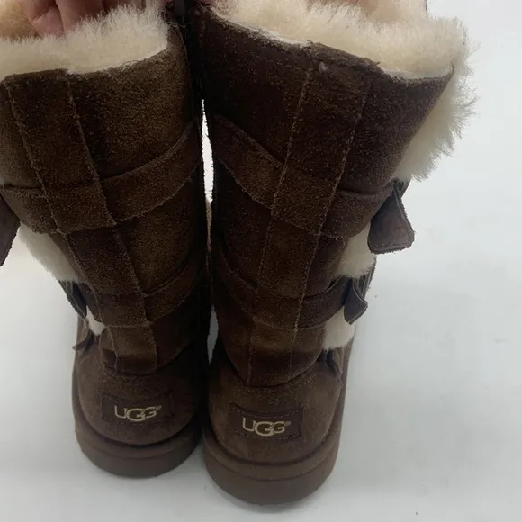 UGG kids suede brown shearling warm winter boots style 1001520 size 1 WRB4076A