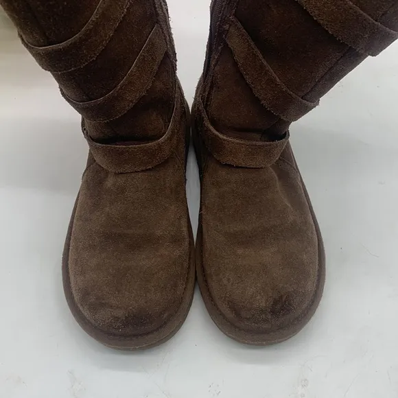 UGG kids suede brown shearling warm winter boots style 1001520 size 1 WRB4076A