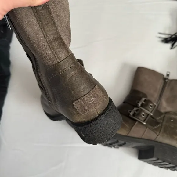 UGG leather lug sole buckle boots