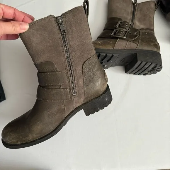 UGG leather lug sole buckle boots