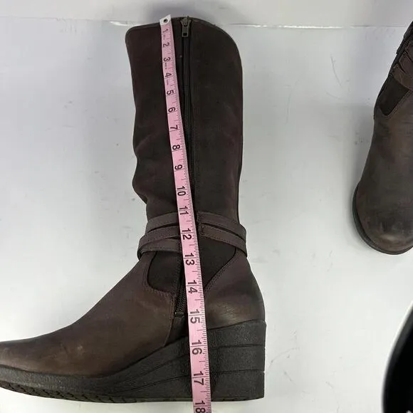 UGG Lesley Boot Knee High US 8 Brown Suede Leather Waterproof Wedge Tall Boots