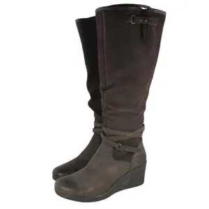 UGG Lesley Boot Knee High US 8 Brown Suede Leather Waterproof Wedge Tall Boots