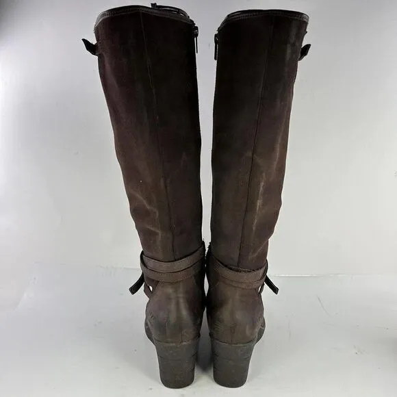 UGG Lesley Boot Knee High US 8 Brown Suede Leather Waterproof Wedge Tall Boots