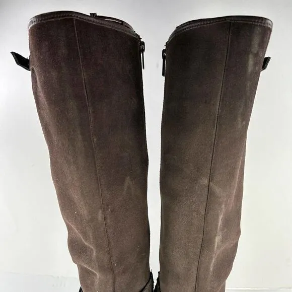 UGG Lesley Boot Knee High US 8 Brown Suede Leather Waterproof Wedge Tall Boots