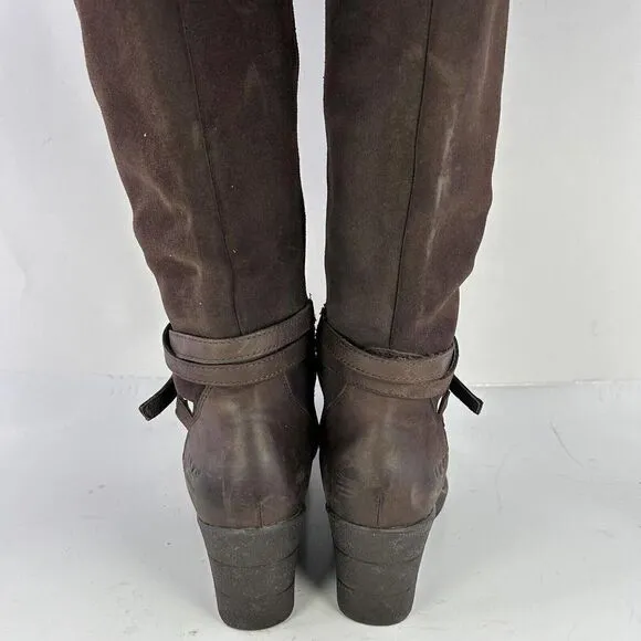 UGG Lesley Boot Knee High US 8 Brown Suede Leather Waterproof Wedge Tall Boots