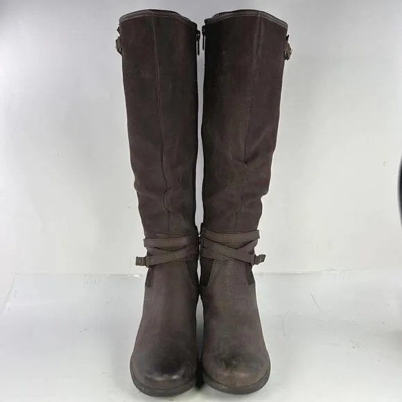 UGG Lesley Boot Knee High US 8 Brown Suede Leather Waterproof Wedge Tall Boots