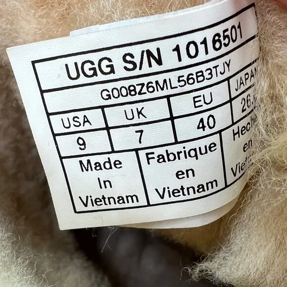UGG Mini Bailey Bow II Boots 9 Women Chestnut Tan Suede Sherpa Lined 1016501