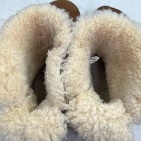 UGG Mini Bailey Bow II Boots 9 Women Chestnut Tan Suede Sherpa Lined 1016501