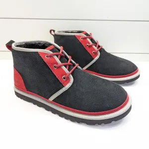 UGG NEUMEL Black Red Suede Fur Wool Warm Chukka Ankle Comfy Boots Men's 10