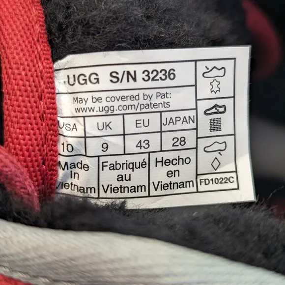 UGG NEUMEL Black Red Suede Fur Wool Warm Chukka Ankle Comfy Boots Men's 10